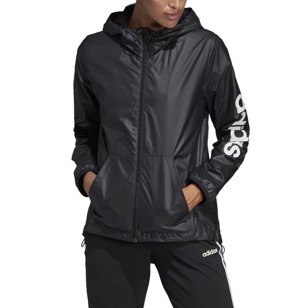 Adidas Women’s Full Zip Essential Linear Hoodie Windbreaker